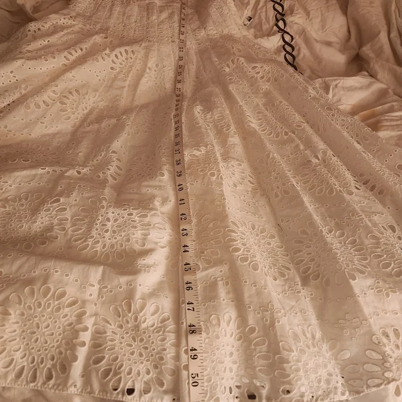 ZARA Openwork Embroidered Midi Dress ZW COLLECTION oyster white!